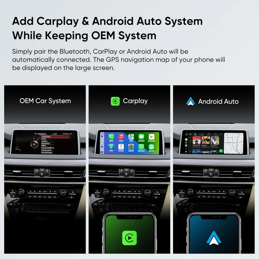 Carplay sans fil pour BMW, Android Auto, système NBT, 3, 4, 5, 6, 7 Series, bronchomie X5 X6 2012-2016, prise en charge de la navigation GPS