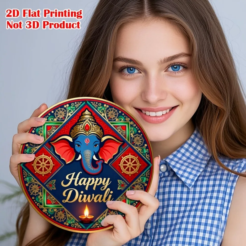CIFBUY Retro Happy Diwali Aluminum Wall Art Waterproof Wearproof Home Garage Bar Cafe Yard Room Decor Gift