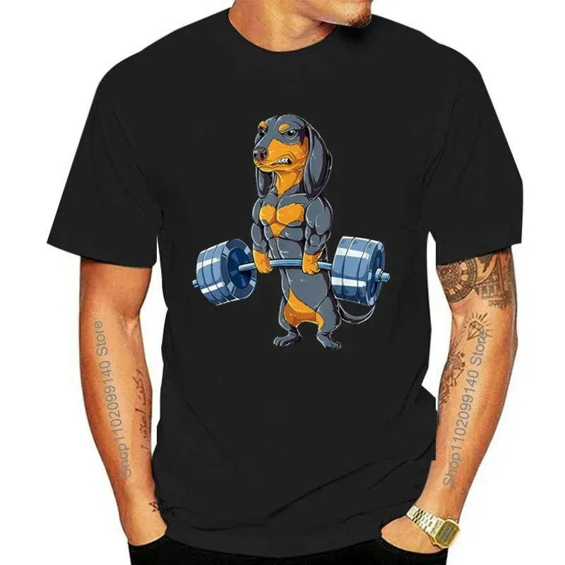 Funny Deadlift Gym T Shirts Graphic Dachshund Dog Weightlifting Streetwear Short Sleeve Birthday Gifts Summer T-shirt for sport
