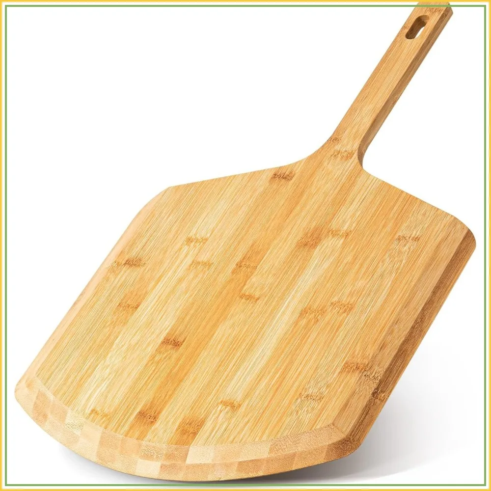 Pala para Pizza de Bambú Natural de 16 Pulgadas - Pala Grande de Madera para Transferir y Servir Pizza, Accesorio para Horno, Tabla de Cortar para Queso, Pan, Frutas y Verduras