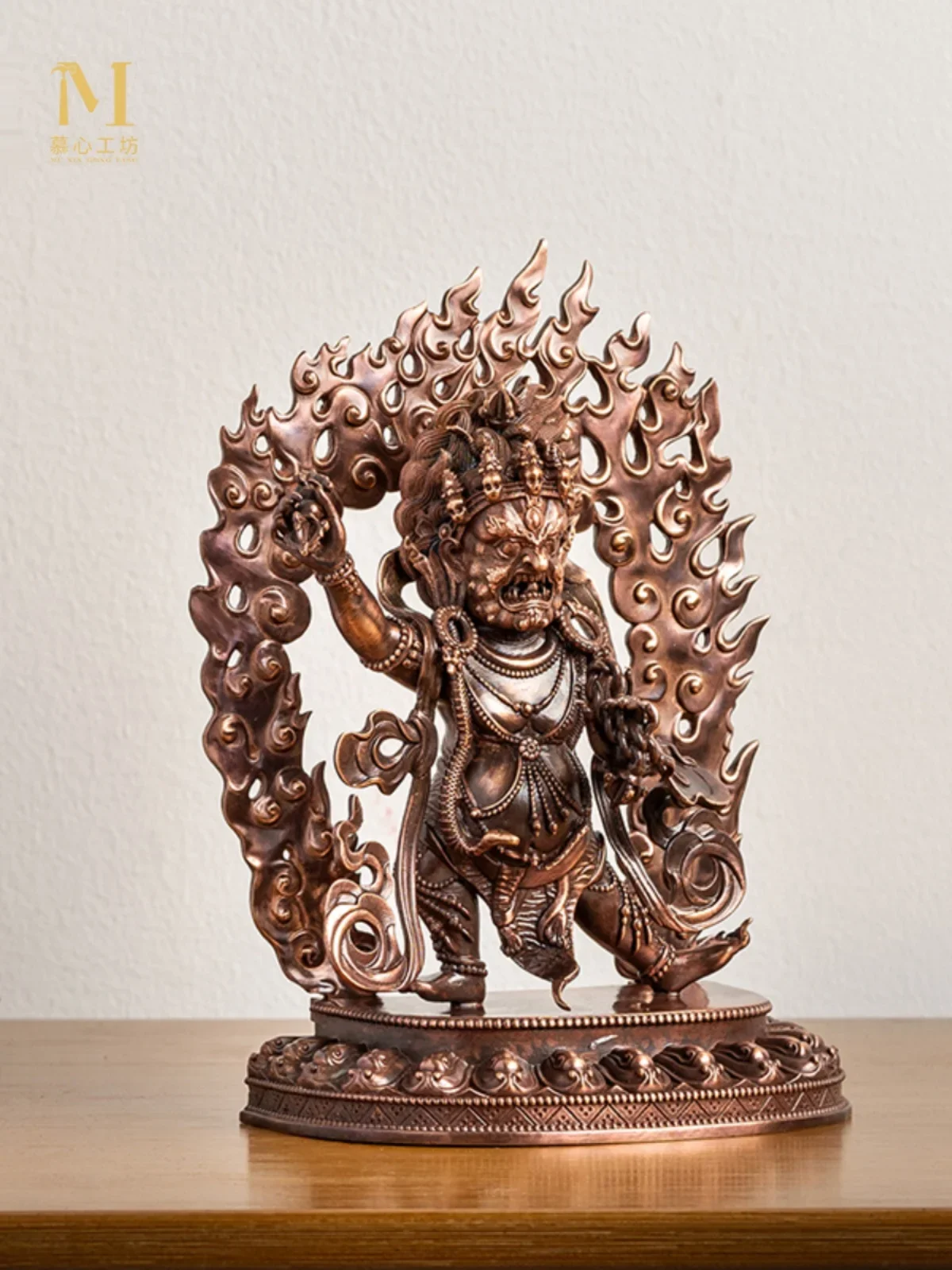 Nepal Craft Black Sky King Kong Hand Bodhisattva Pure Copper Pure Ancient Buddha Statue Red Copper Main Eight Household Devotion