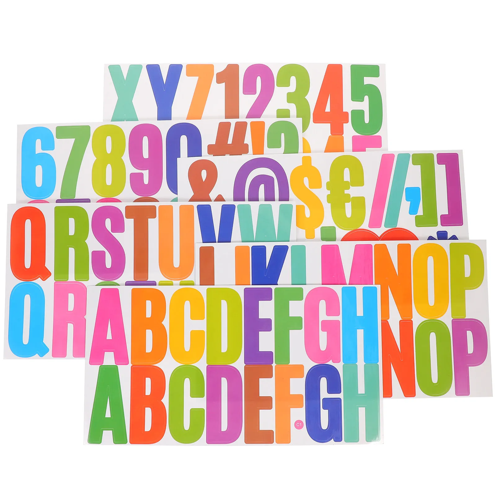 

6 Sheets Adhesive Alphabet Number Stickers Colorful Compact DIY Scrapbooking Stickers for Poster Bottle Cup Phone Case