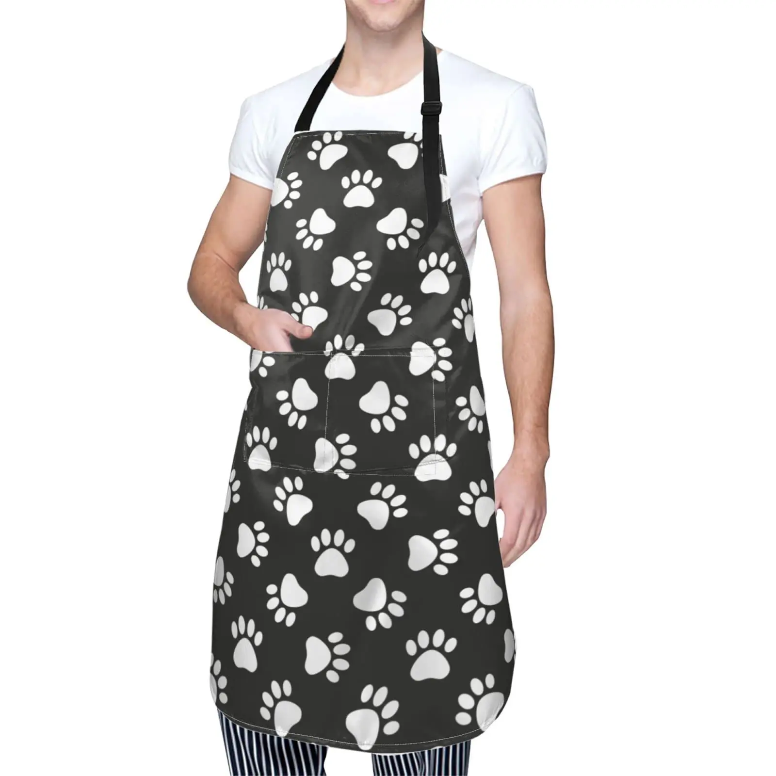 Cute Animal Pets Paw Waterproof Apron Dog and Cat Paws Cooking Kitchen Apron Unisex Adjustable Apron