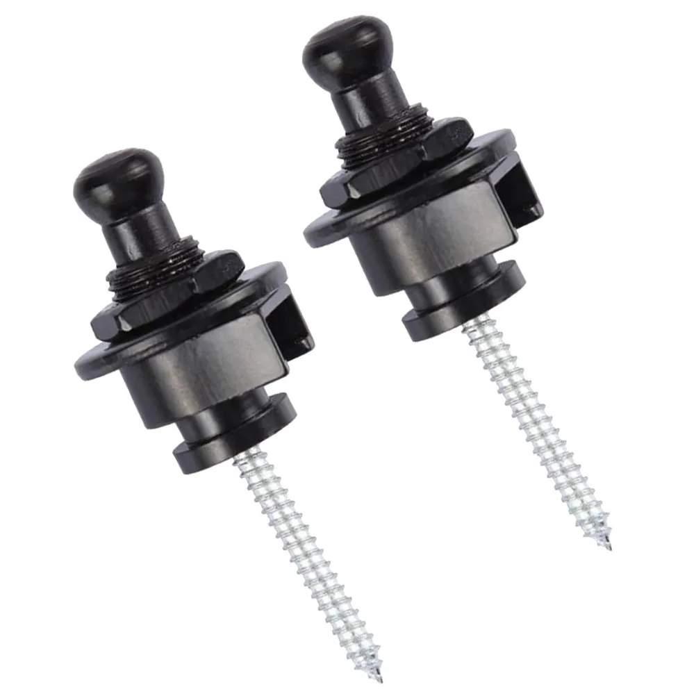 2Pcs Guitar Strap Locks End Pin Design Slip-Resistant Strap Button for All Guitar Bass Models Sturdy Secure Fastening Black