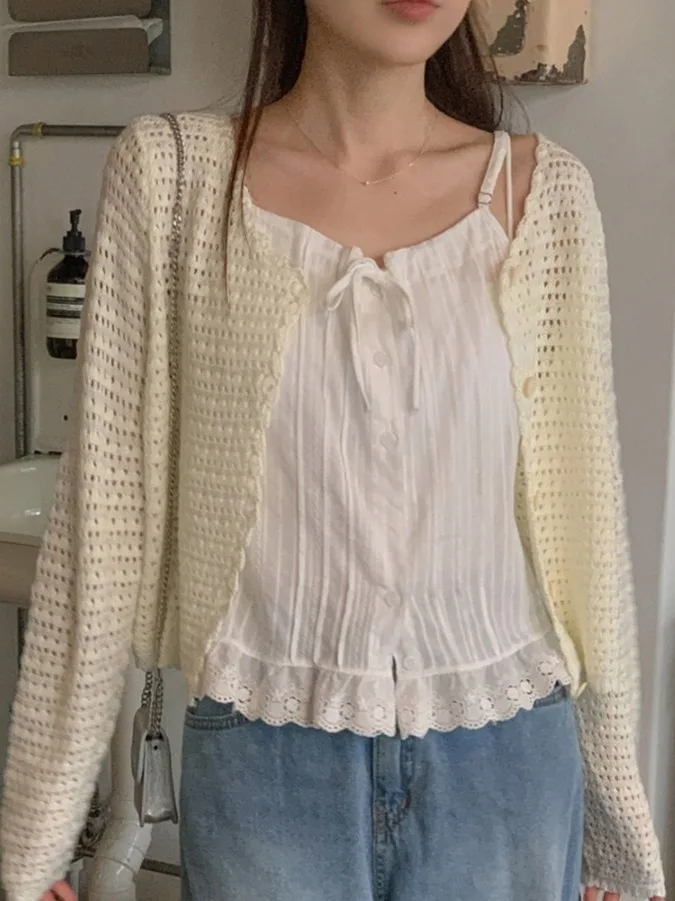 Faionable été ort sangle gilet femmes Design Sense haut en bois dentelle cravate en Sle réduction de l'âge à la mode trajet Sle...