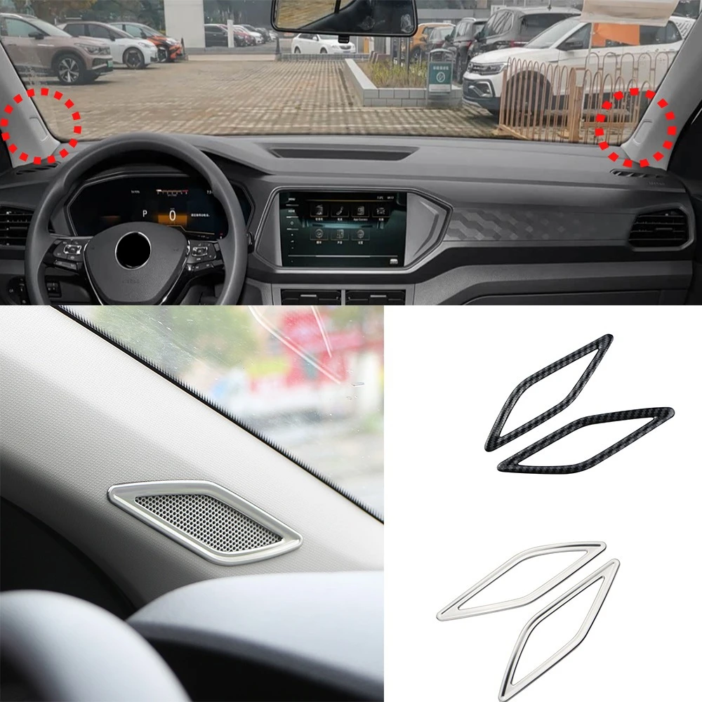 Car Window A Pillar Post Sound Circle Decoration Cover Trims for VW Volkswagen T-Cross TCross 2019-2023 2cps/set Accessories