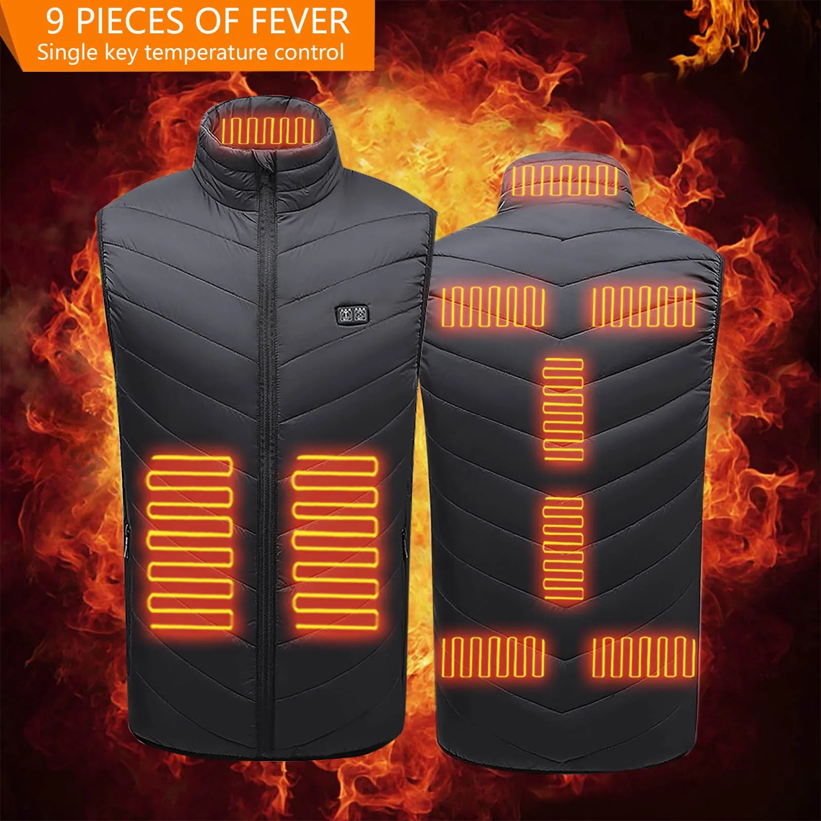 9 Zones Self Heated Vest For Men Usb Electric Heating Jacket Smart Heated Clothes Bodywarmer Male Down Jackets Winter Ski