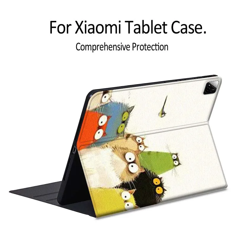 귀여운 만화 고양이 아트 샤오미 레드미 미 포코 패드 2 5 6s 7 7s 울트라 프로 맥스 14 12.4 12.1 인치 소프트 태블릿 케이스 선물