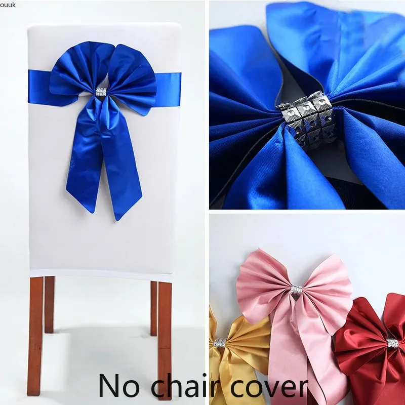 10pcs/lot Chair Sashes Weddin Decoration With Elastic Chair Ribbon Bows Spandex Royal Blue For Party Hotel