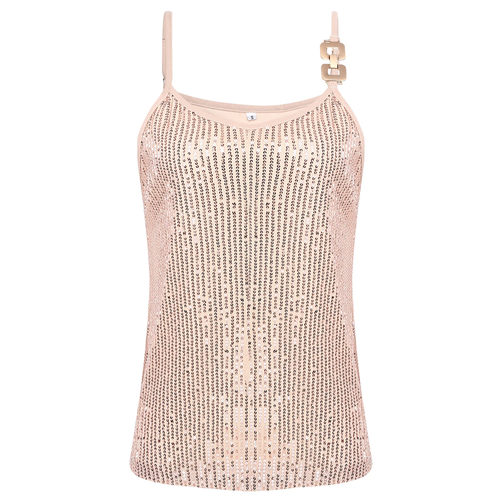 

Fashionable Sparkling Camisole Women Adjustable Spaghetti Straps Vest Skinny High Street Fancy Tops for Casual Summer Wear