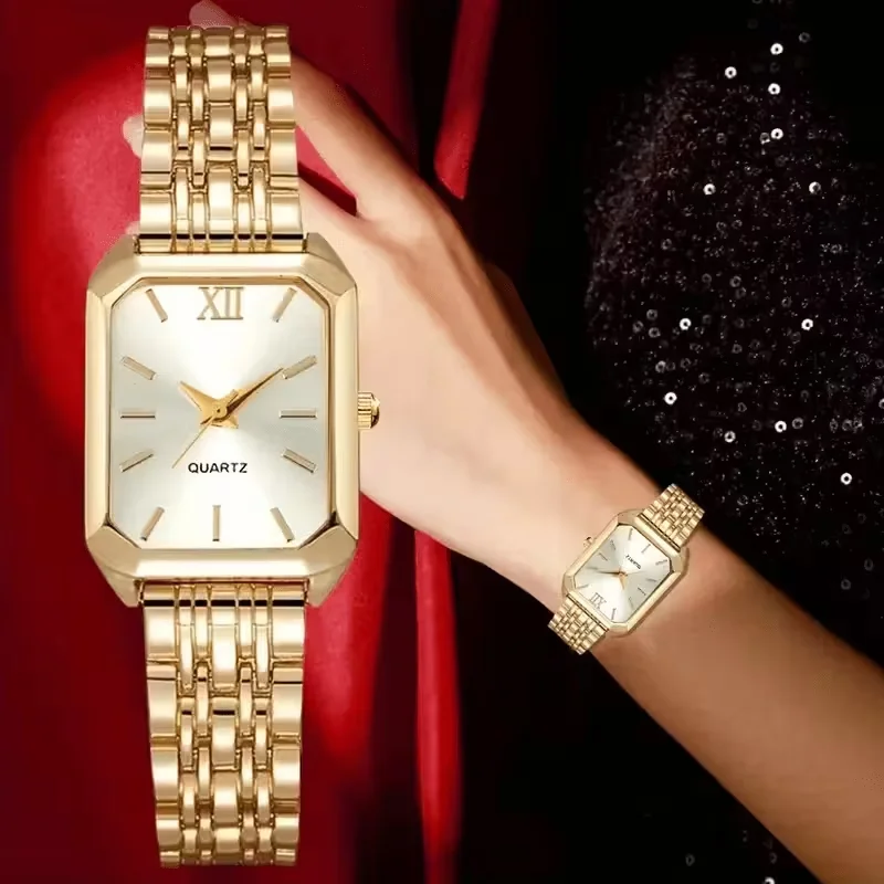 Ladies' Elegant Casual Watch, Unique Rectangular Dial Design Quartz Watch