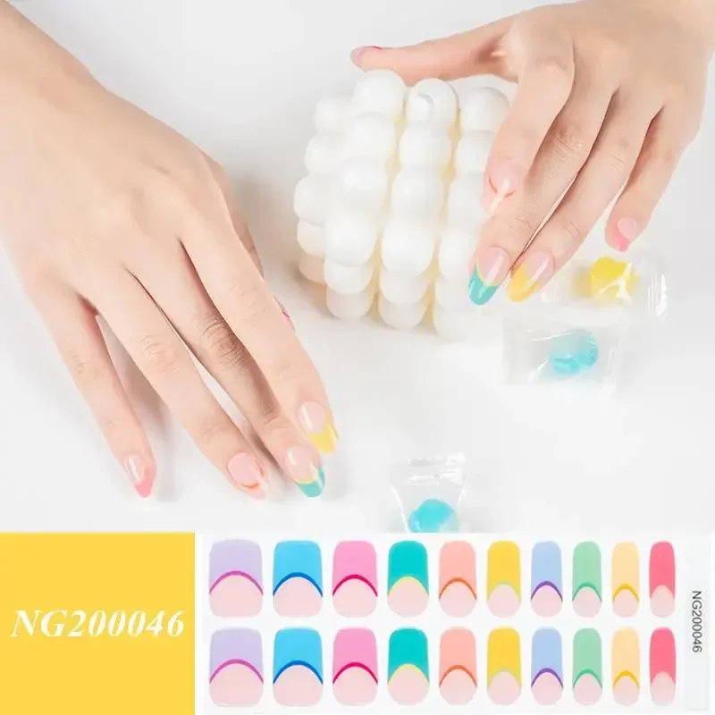 Envolturas adhesivas de Gel semicurado transparente para uñas, Gel de larga duración para extensión de manicura, calcomanías de Gel UV completas a