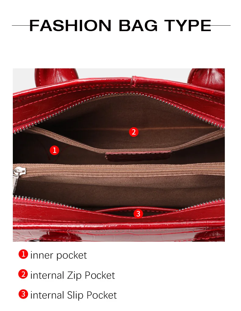 Große Kapazität Damen-Handtasche aus Kuhleder Glänzendes Kroko-Muster Klapptasche Abnehmbarer Riemen Crossbody Geschäftstasche – Detail 5