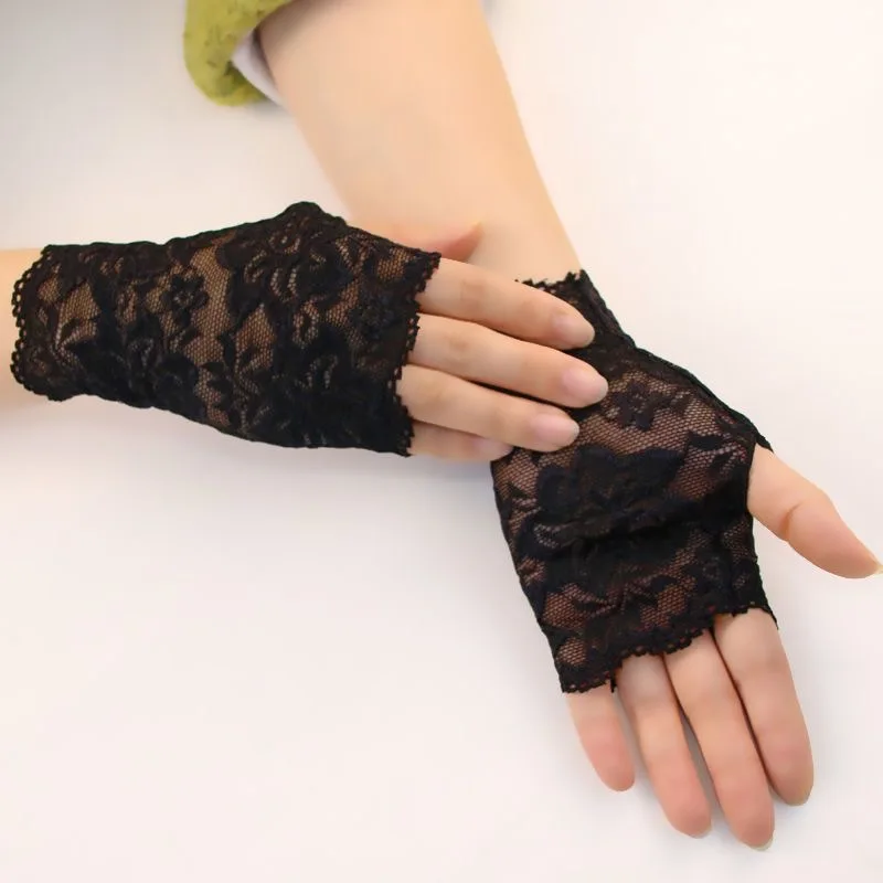 Lace gloves for women, summer outdoor decorative gloves, lace half-finger gloves
