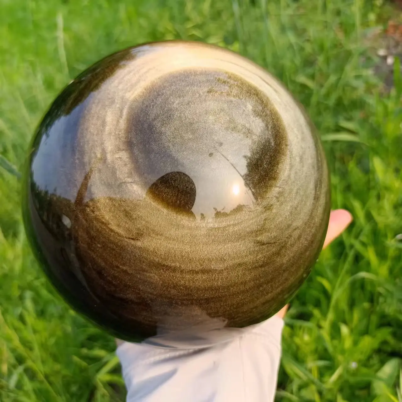 

Natural Gold Obsidian Ball,Quartz Crystal Ore Ball,Mineral Reiki Healing ,Meditation, Magic,Crystal Ball