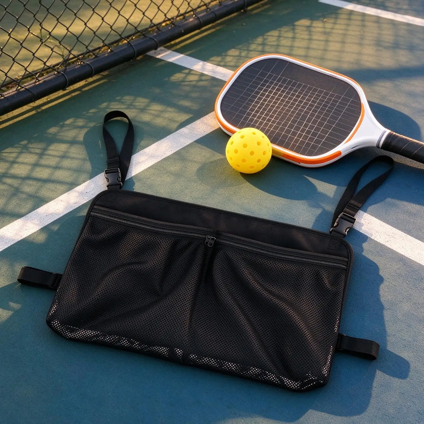 Pickleball Bag Foldable Portable Mesh Pocket Storage Tote Pickleball Gear Carrying Case For Women Men Pro Beginner Gym Sports