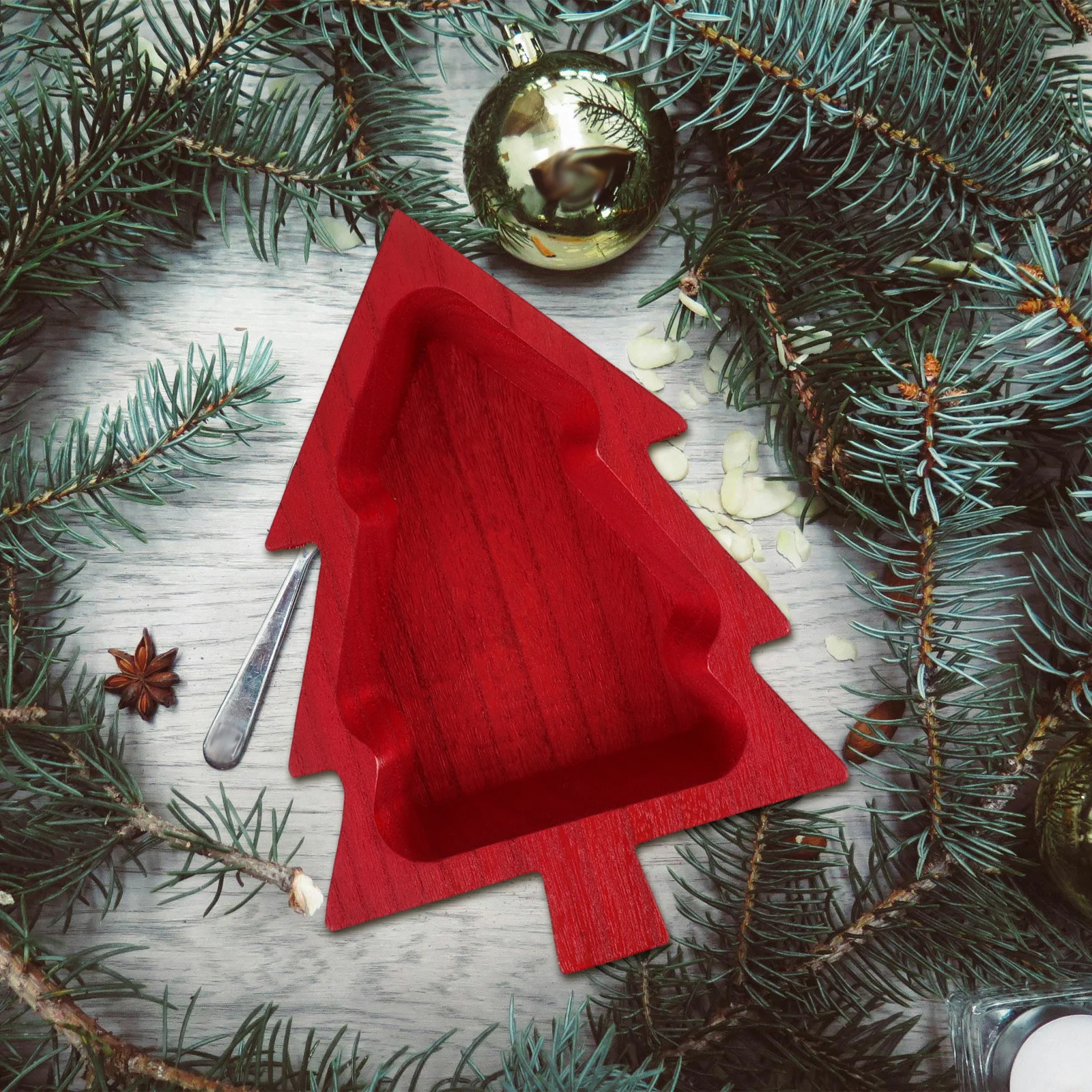 

Christmas Tree Shaped Fruit Tray Large Capacity Smooth Surface For Snacks Nuts Desserts Appetizers Serving Christmas Tree