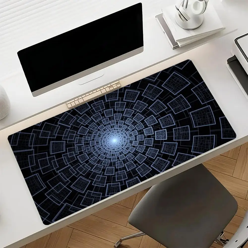 Geometric Concentric Square Tunnel Radial Abstract Pattern Fit Laptop Office Desktop Large Pad