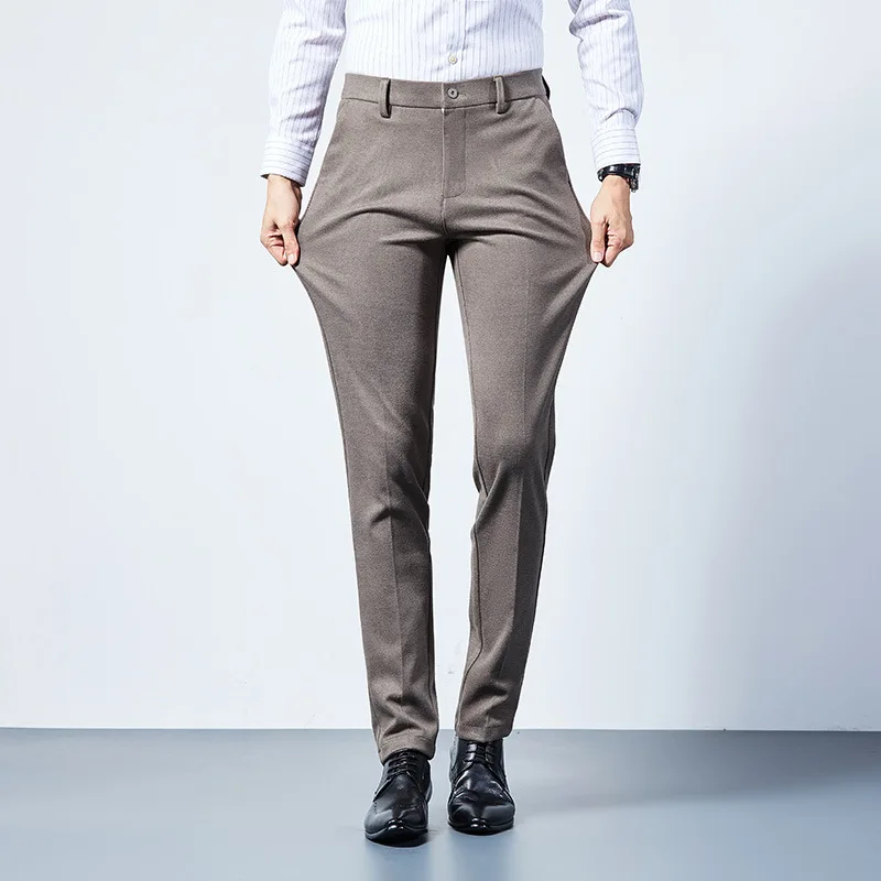 

Осенние прямые тонкие брюки на плоской подошве, мужская одежда, черные, хаки, свадебные офисные официальные классические брюки, брюки для мужчин