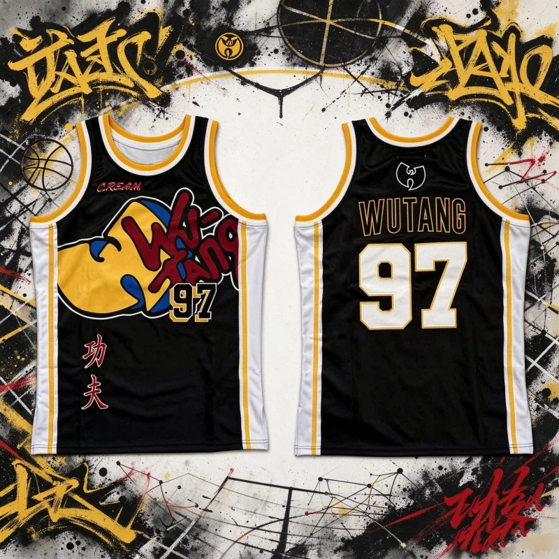 2026 Wu-Tang Clan Tour Unisex 97# Basketball Jersey Vest Men Women Sleeveless Shirt Breathable Streetwear Vest Family Kids Tees