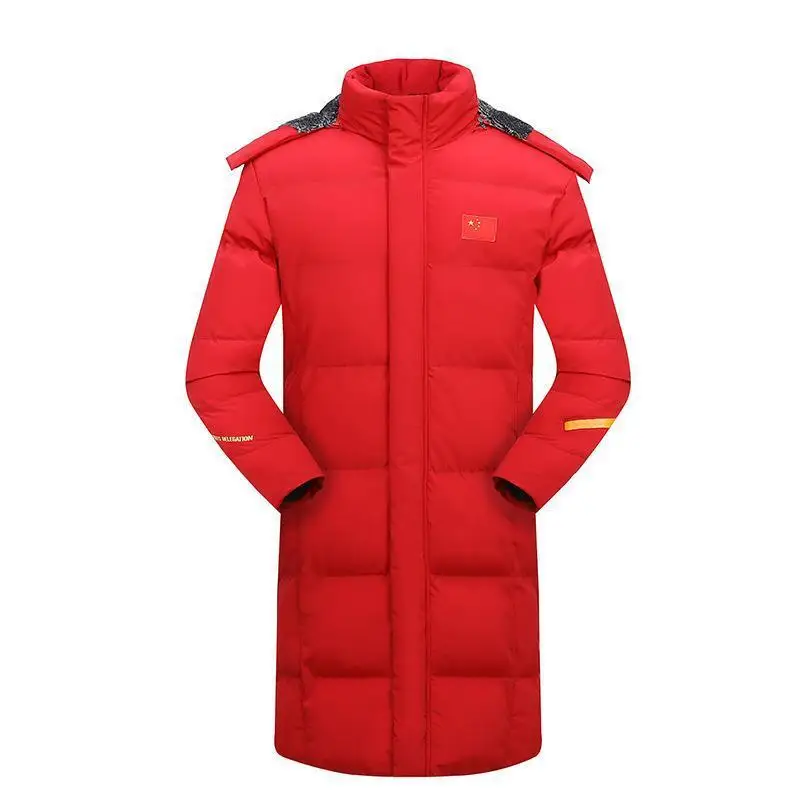 

New Chinese Team Sports Coat, Men's And Women's Long Training Down Jacket, Winter Knee Thick Warm Cotton Jacket