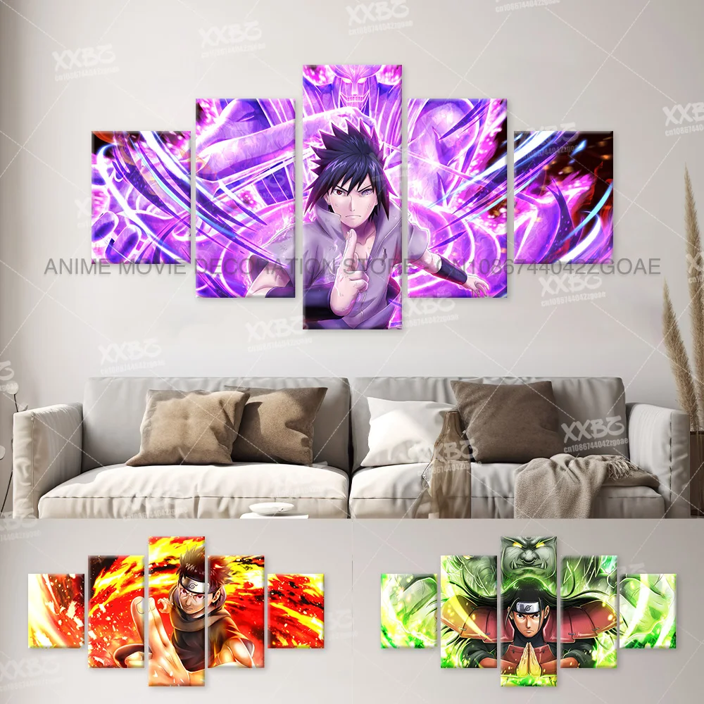 

Anime Naruto Posters Uchiha Sasuke Canvas Pictures 5Pcs Hatake Kakashi Paintings No Frame Senjyuu Hashirama Home Decor Wall Art