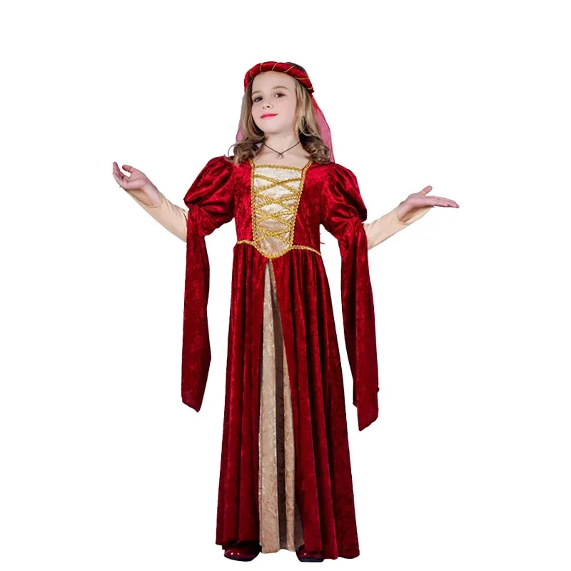 European and American Medieval Children's Retro Princess Dress Halloween Renaissance Cosplay Stage Costume Party Outfits