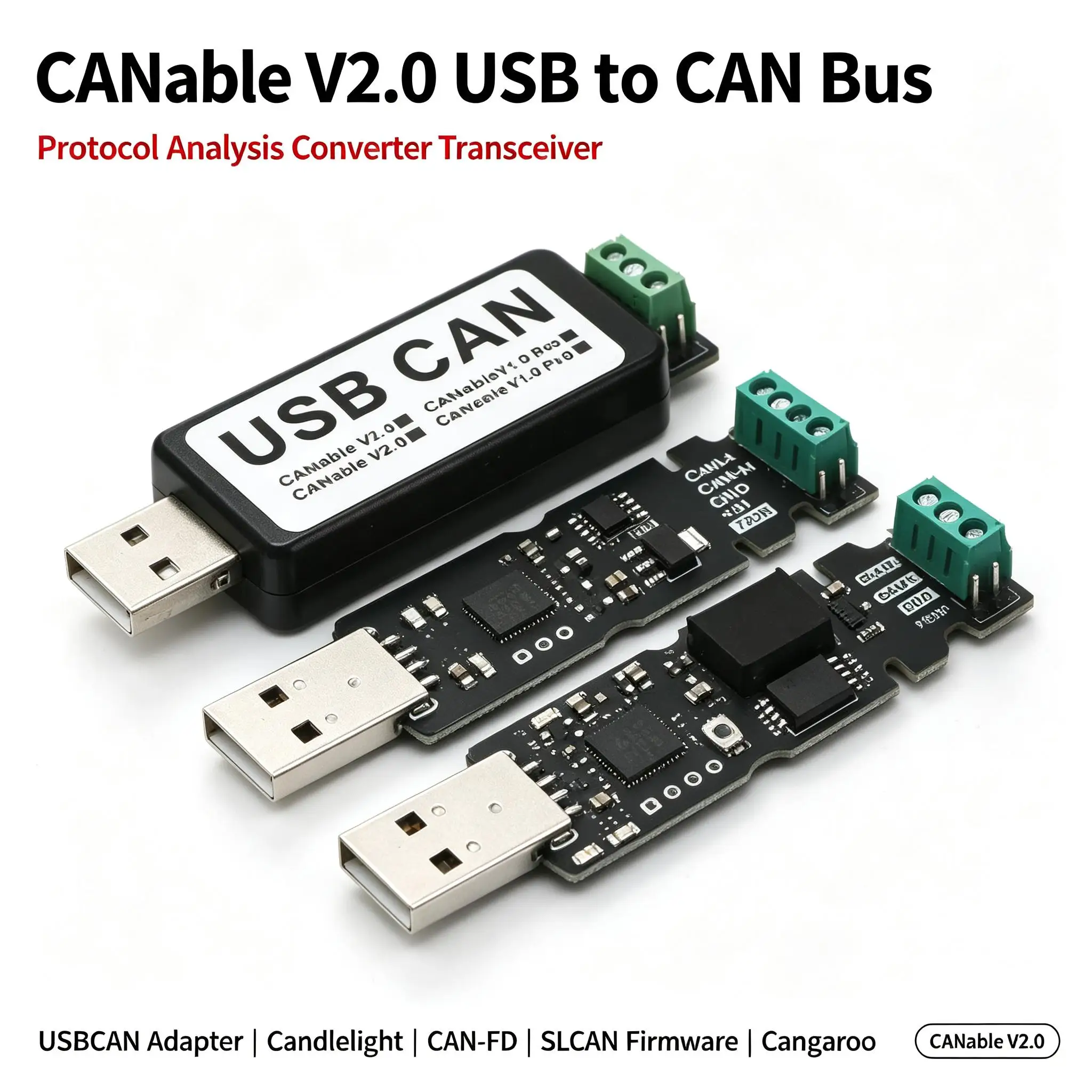 DYKB USB To CAN CANable V2 Bus Protocol Analysis Converter Transceiver USBCAN Adapter Candlelight CANFD SLCAN Firmware Cangaroo