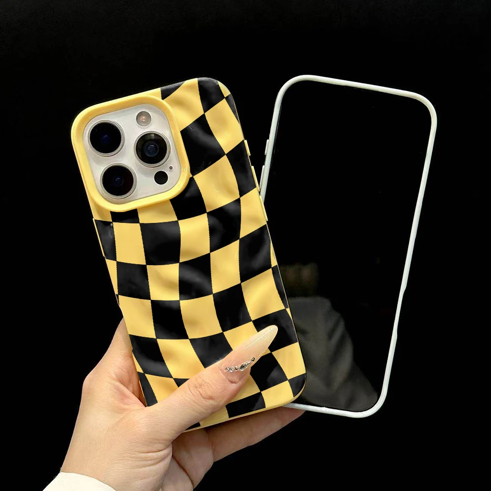 Kreatives Karodesign Koreanische Handyhülle für iPhone 17 16 15 14 13 12 11 Pro Max 14 Plus 17Air Falten-Wellen Weiche Silikonhülle – Detail 6