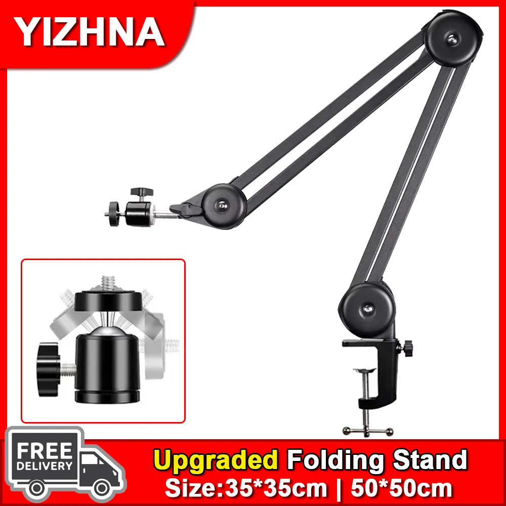 YIZHAN デジタル顕微鏡スタンドアップグレード折りたたみスタンドとステージサスペンションブームシザーアームベーススタンドヘビーデューティマイクブラケット