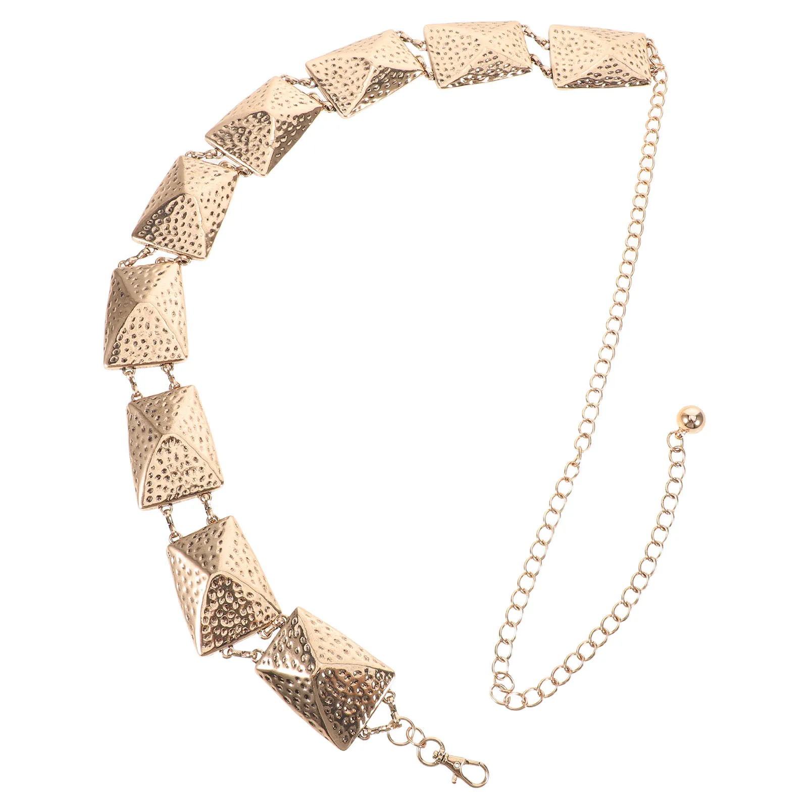 

Metal Waist For Women Golden Chunky Pyramid Adjustable Fashion Body Chain Boho Style Dress Accessory – Golden
