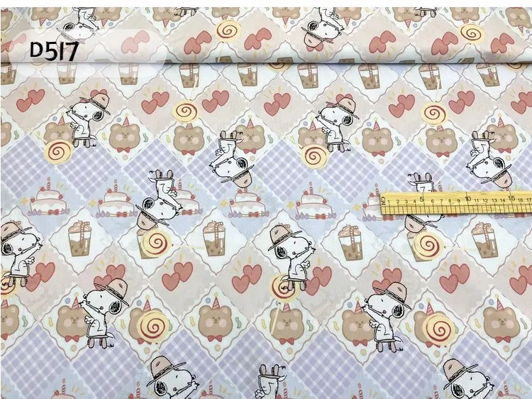 45x140cm Miniso Snoopy Plain Thin 100% Cotton Fabric For Sewing Patchwork Clothes DIY Quilting Needlework Material