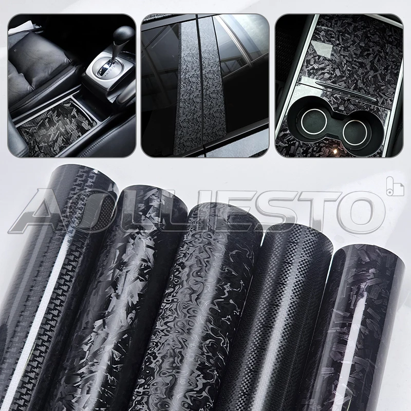 

Black Forged Carbon Fiber Vinyl Wrap Cosmic Hex Carbon Car Wrapping Film For Interior & Exterior Vehicle Motorcycle Vinyls Foil
