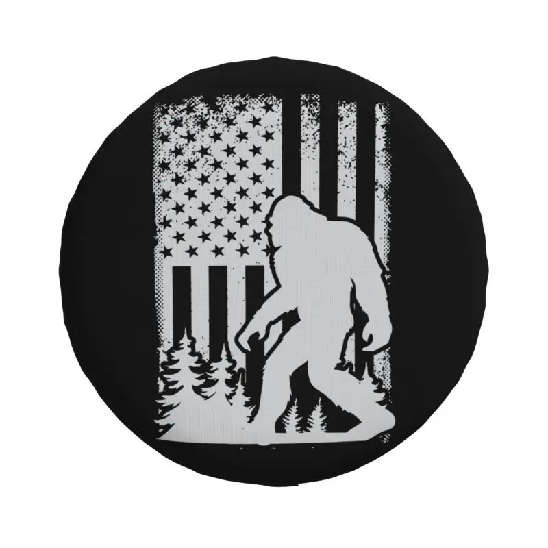 Custom USA American Flag Bigfoot Spare Tire Cover for Jeep Toyota Mitsubishi 4WD 4x4 RV Car Wheel Protectors 14