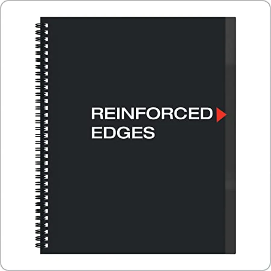 Cartella a 10 tasche Robusto portafoglio a spirale in plastica Bordi antistrappo 8 tasche 2 tasche interne diagonali Formato lettera Nero 89332