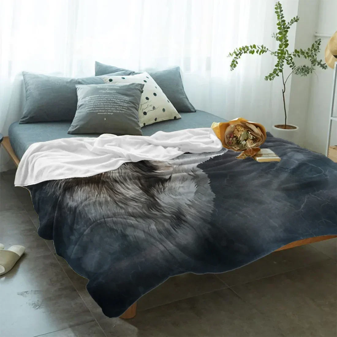 

Pattern Baby Blanket 3D Printed Graphics Alaskan Sled Dog Bed Sofa Picnic Home Cover Decor Comfortable Warm Throw Blankets Kids