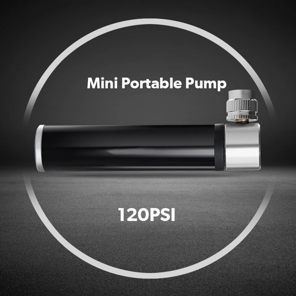 

Portable 120 Psi Pressure Pump Inflator Compact Tire Air Inflator for Cycling Pocket Storage Black