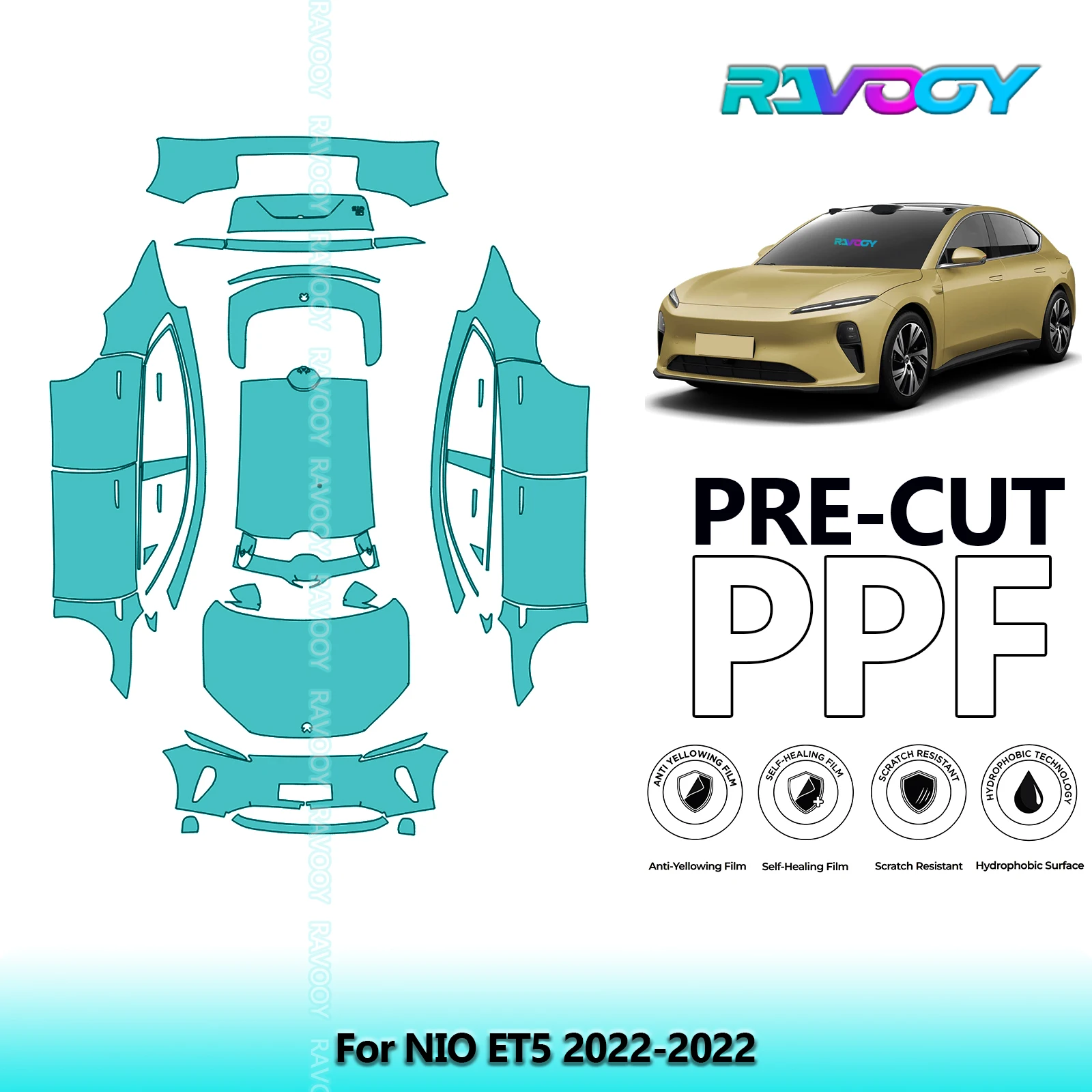 

Full Vehicle Clear Bra Precut PPF Paint Protection Film For NIO ET5 2022-2022