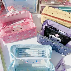 Kawaii Sanrio Cinnamoroll Large Capacity Pencil Case Anime Kuromi My Melody Cartoon Stationery Storage Bag Cosmetic Bag Student