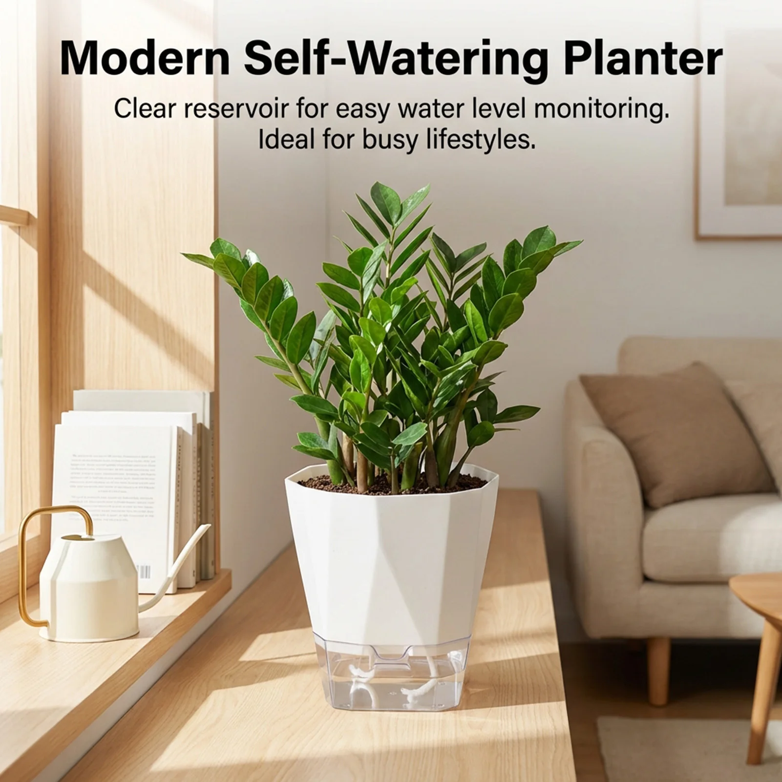 26.5cm Resin Self Watering Planter for Plant and Pothos Hydroponic Use Durable Lightweight Material Optimized Root Growth