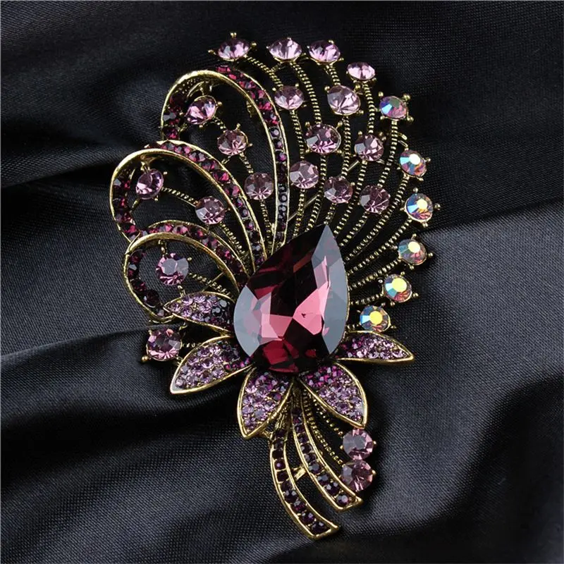 

European and American retro beautiful also flower high-end women's exquisite fashion crystal corsage