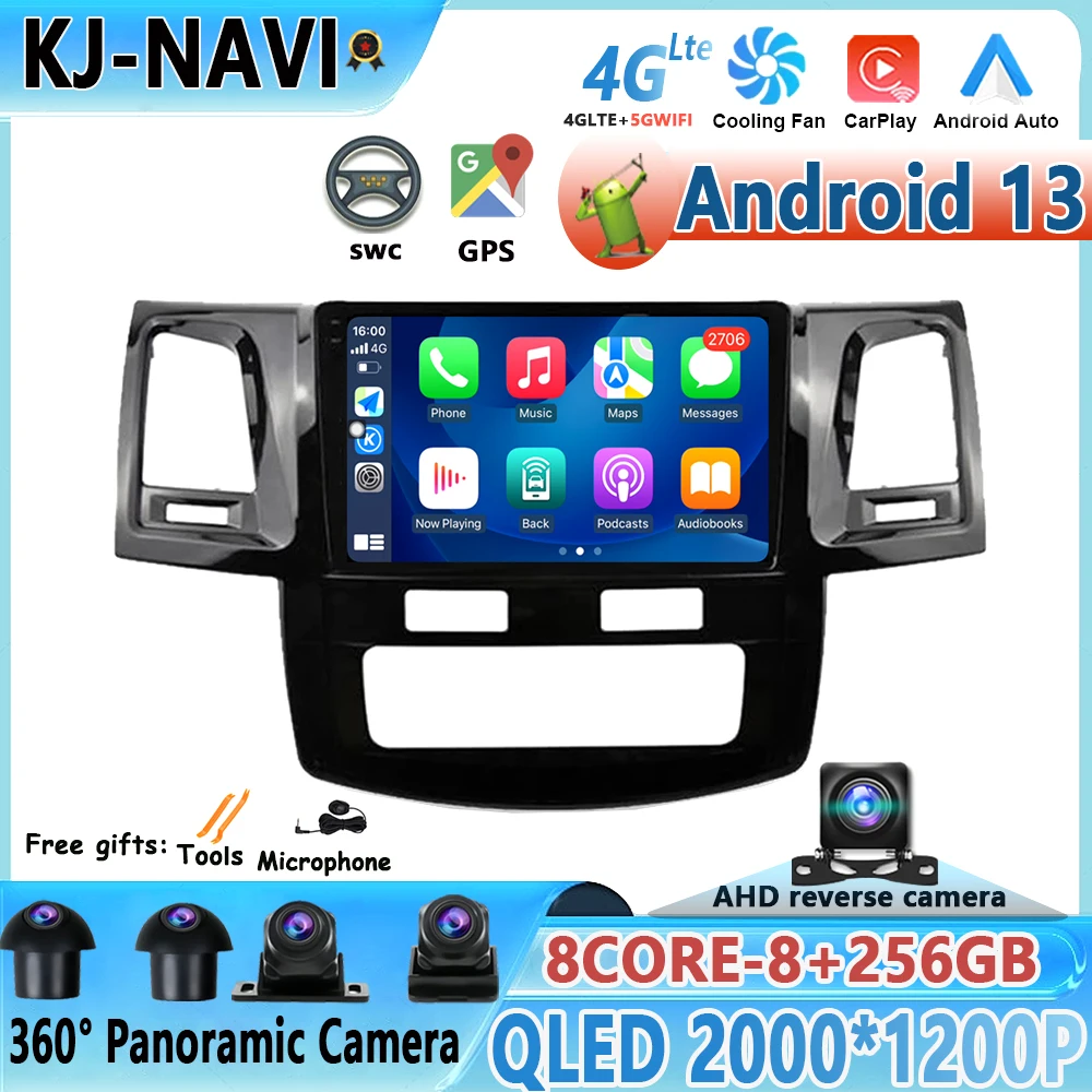 

For Toyota Fortuner Hilux 2005-2014 Stereo Android 13 Carplay Multimedia DSP Bluetooth Car Radio Video Navigation GPS