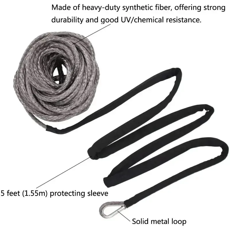 

New for 7700 Lbs 2.5T Load-bearing Synthetic Fiber Car Accessories Truck Trailer Off Road 15M Motorcycle Towing Rope Winch Line