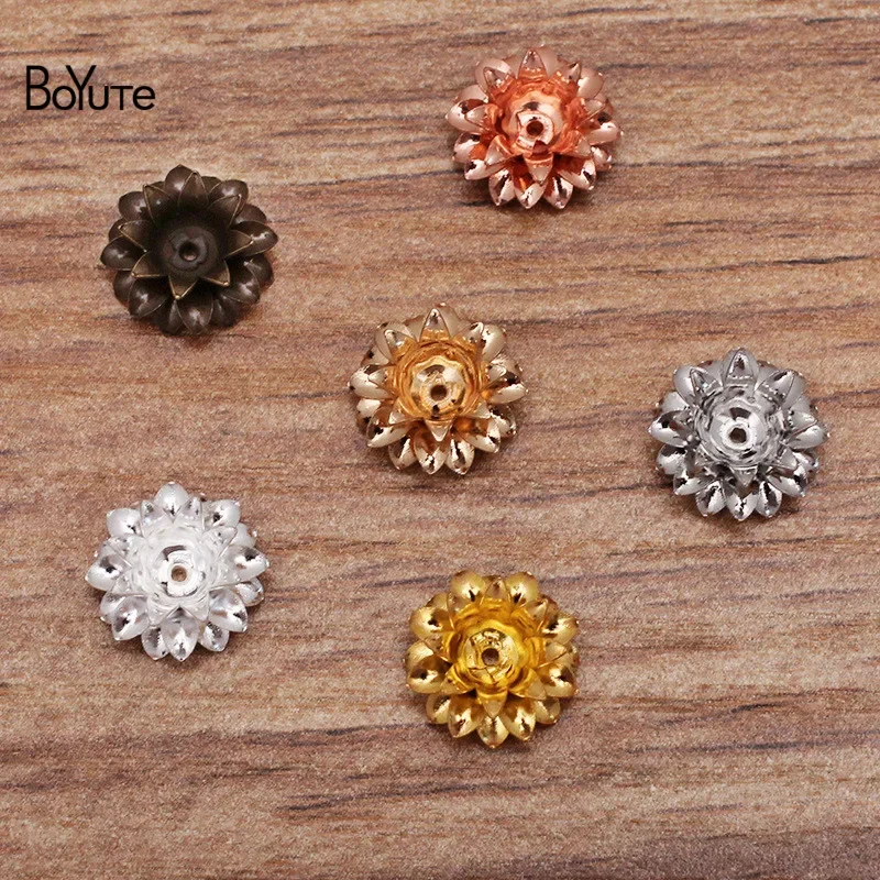 BoYuTe (100 Pieces/Lot) 11*5MM Three-Layer Metal Brass Flower Materials Diy Handmade Jewelry Accessories