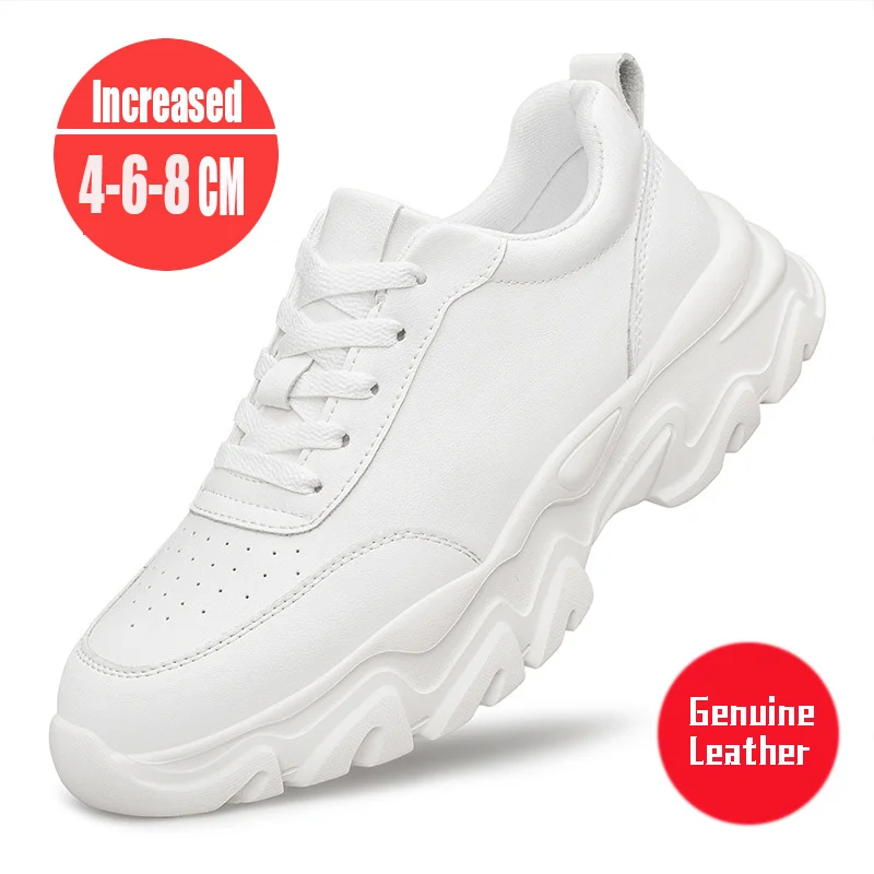 

Couple's Lift Sneakers Elevator Shoes For Men Hidden Heels White Black Shoes 4-6-8cm Height Increasing Shoes Men Casual Shoes