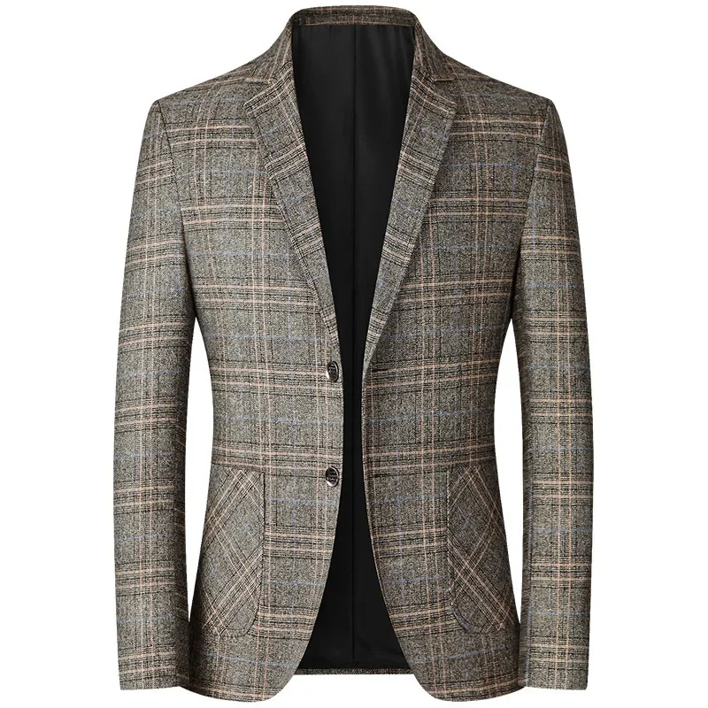 Pop 2024 Men's Suit Jacket, Casual Western Suit In Spring, Thin Style For Middle-Aged, Wrinkle-Free Single-Breasted Jacket Top