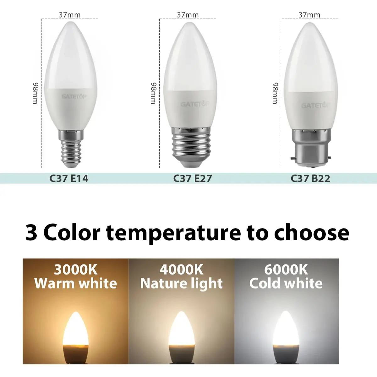 8 قطعة E27 E14 B22 Led لمبة التيار المتناوب 220 فولت C37 شمعة مصباح توفير الطاقة 3000 كيلو 6000 كيلو 3 واط 5 واط 6 واط 7 واط أضواء الثريا للديكور المنزل