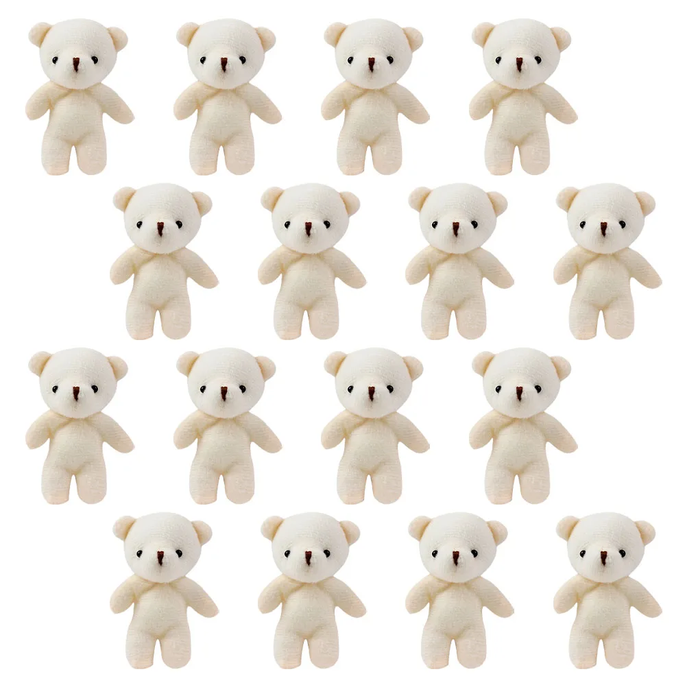 

16 pcs Mini Stuffed Bears Cute Bear Pendants Small Joint Beige Valentine Toys Portable Accessory Soft Material