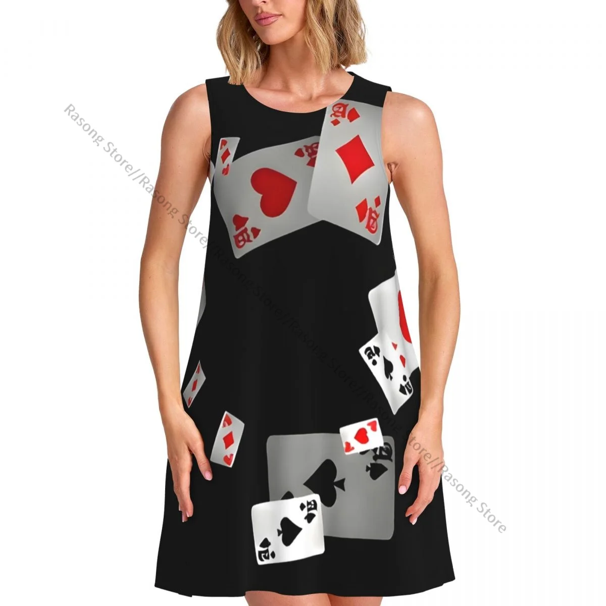 Abito da donna Carte da gioco Sfondo T-shirt casual estiva Coprispalle da spiaggia