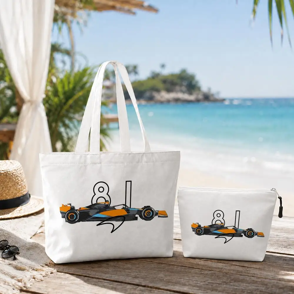 Racing 81 Oscar P-Piastri Storage Bags Canvas Double-Sided Print Set 2PC Makeup Pouch Set with Zipper for Shopping Travel